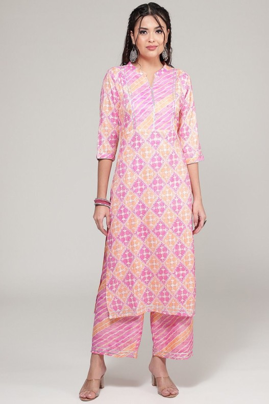 Fancy Printed Gotta Pati Work Straight Kurti with Plazzo 